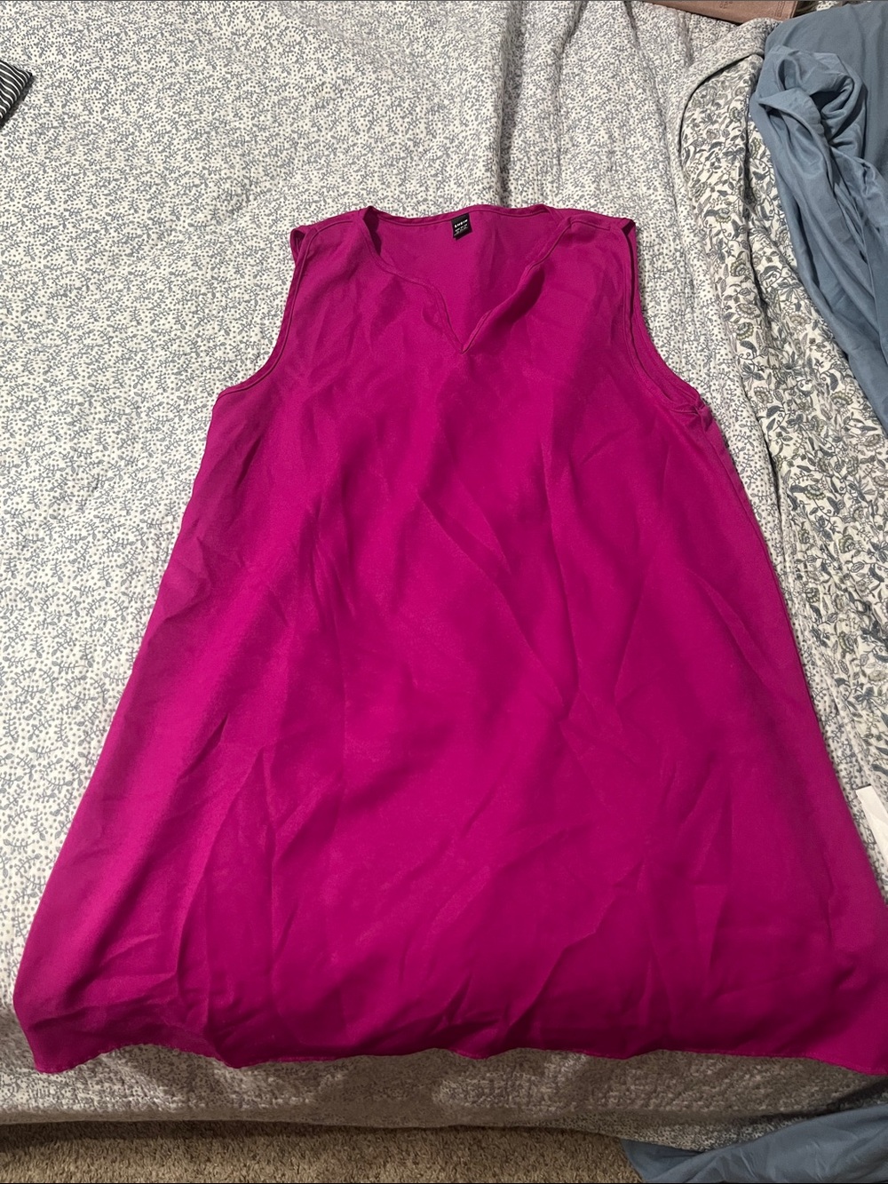 SHEIN Sleeveless V-Neck Tunic Top - Fuchsia